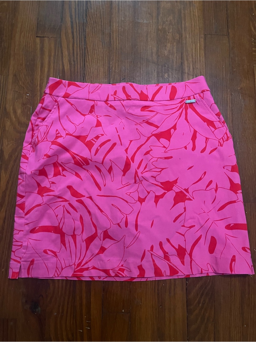 Rafaella Pink and Red Tropical-Print Athletic Skort